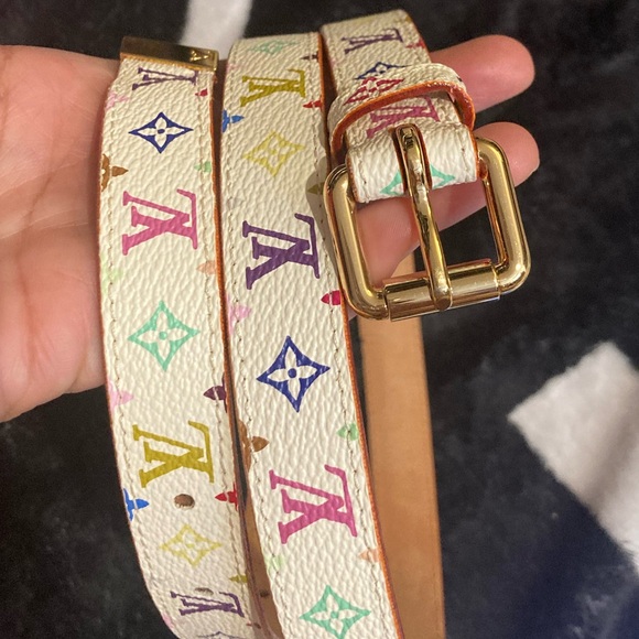 💯% LOUIS VUITTON multi color murakami thin belt - Picture 3 of 6